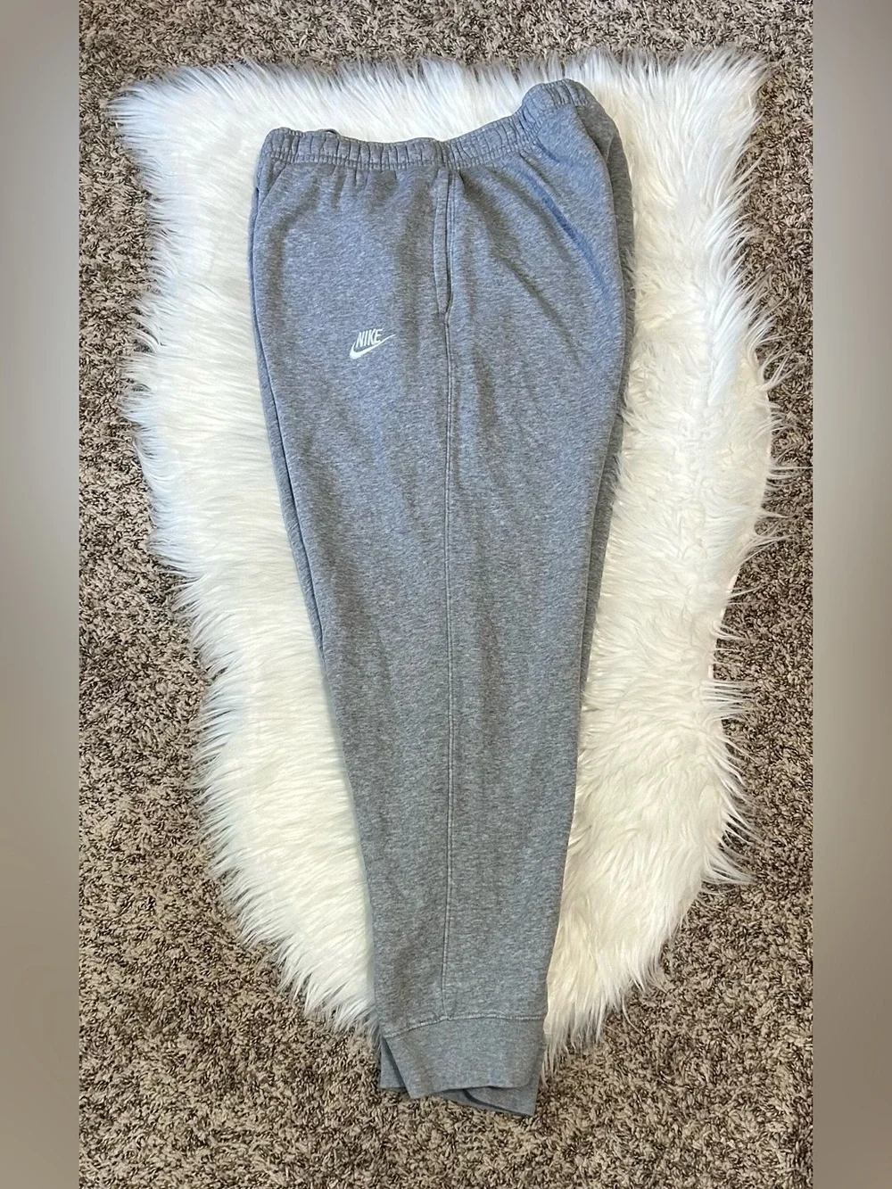 ✔️NIKE Heather Grey Logo Fleece Joggers - Classic Heather Sweatpants - Large
